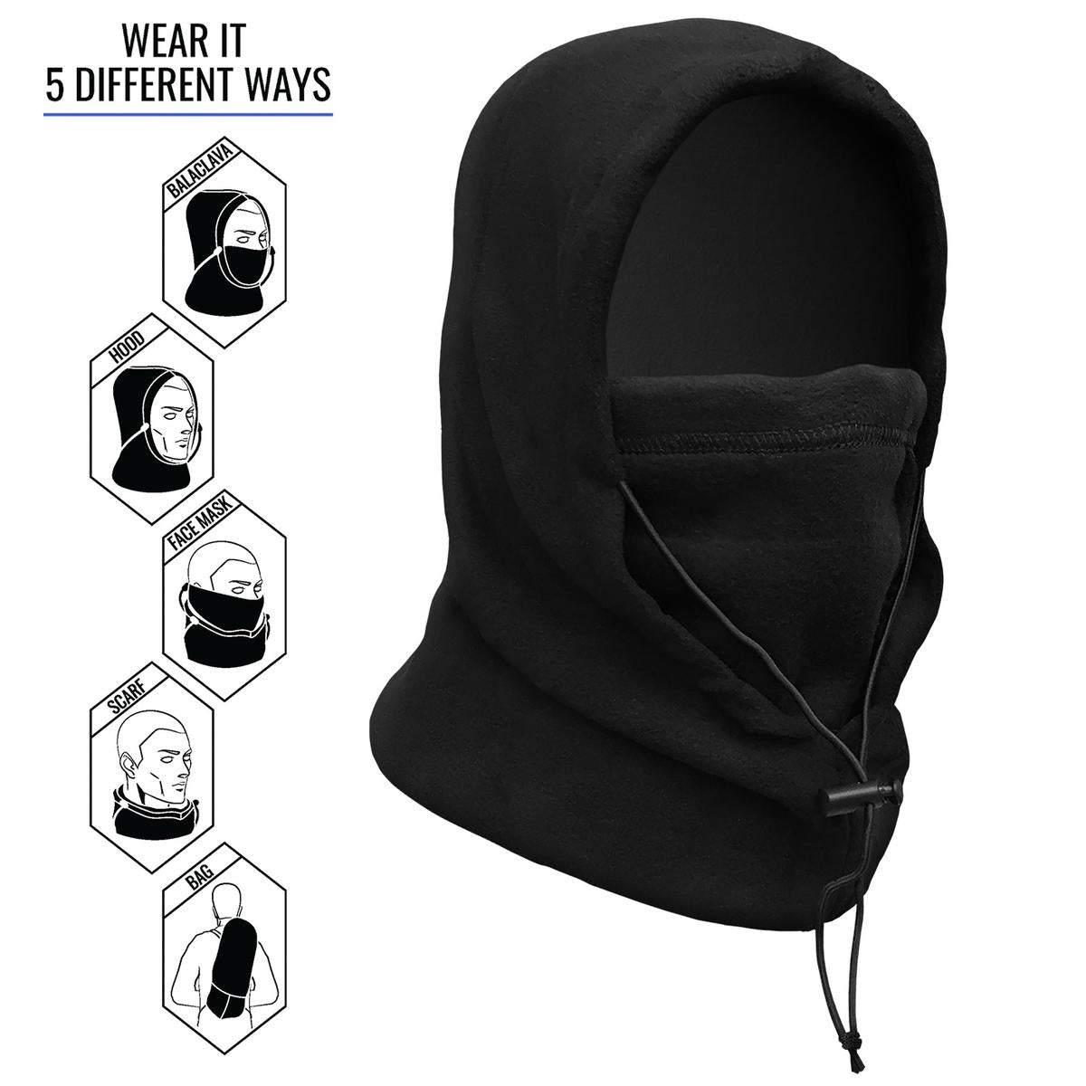 ActionTech 5-in-1 Fleece Balaclava worn as a hood