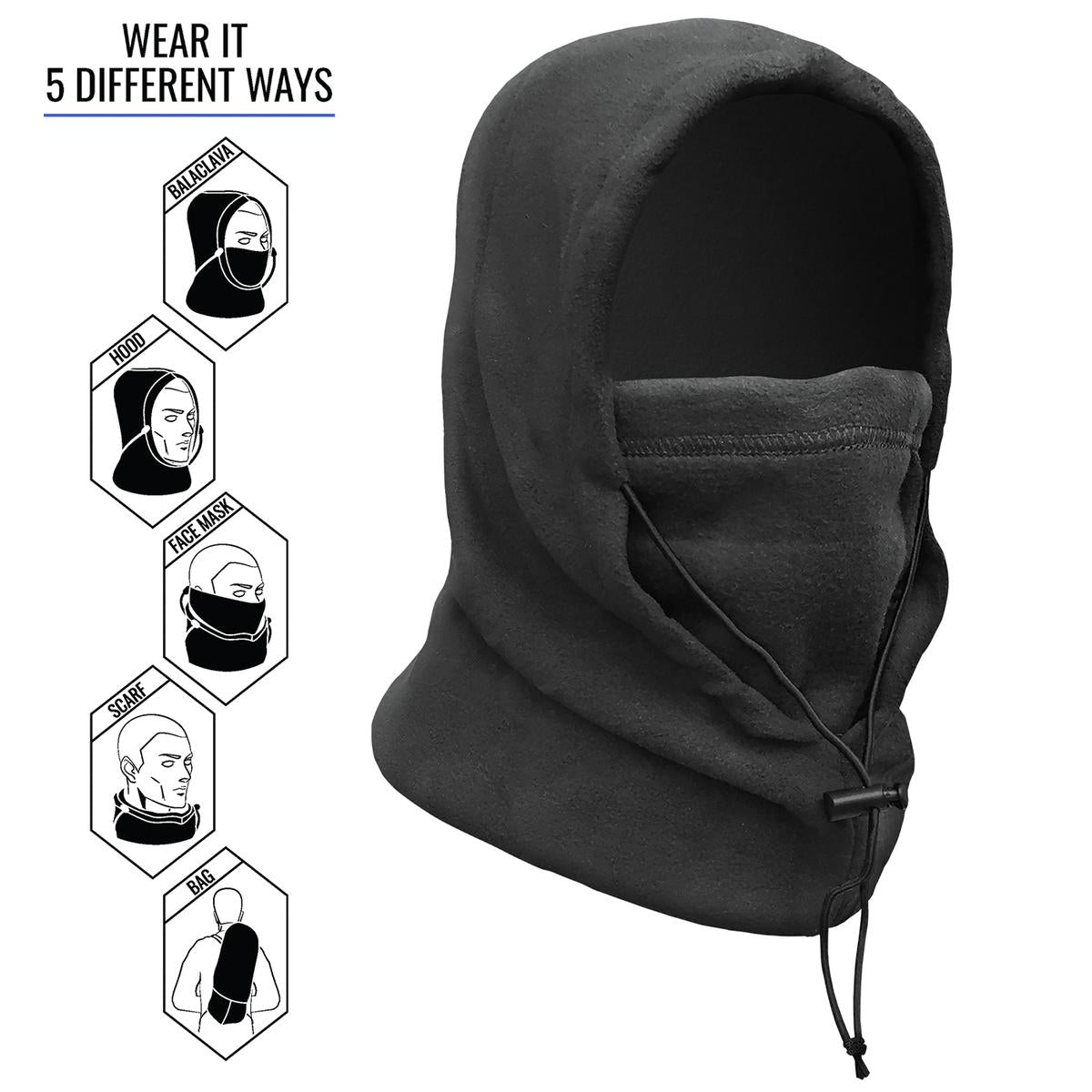 ActionTech 5-in-1 Fleece Balaclava — worn under a helmet