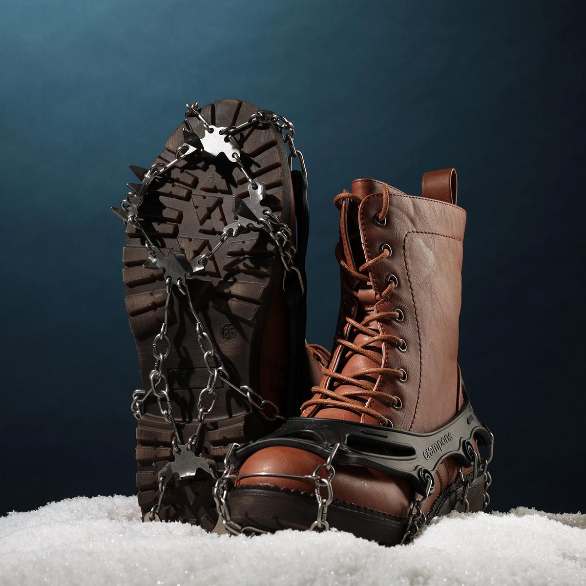 Action Traction Pro Ice Cleats — heel strap and grip detail